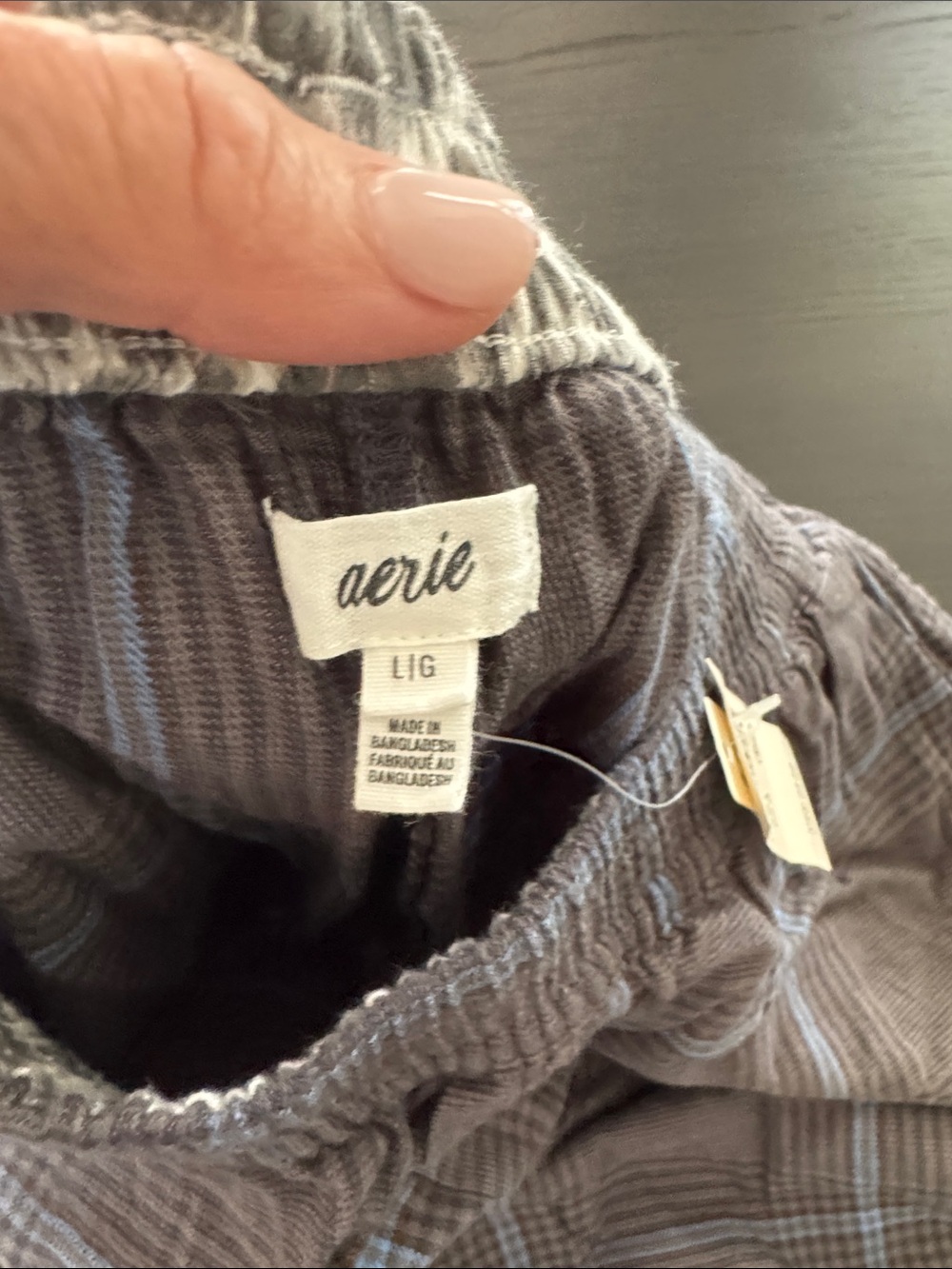 Aerie Gray Plaid Lounge Pants with Blue Windowpane - Picture 4 of 10